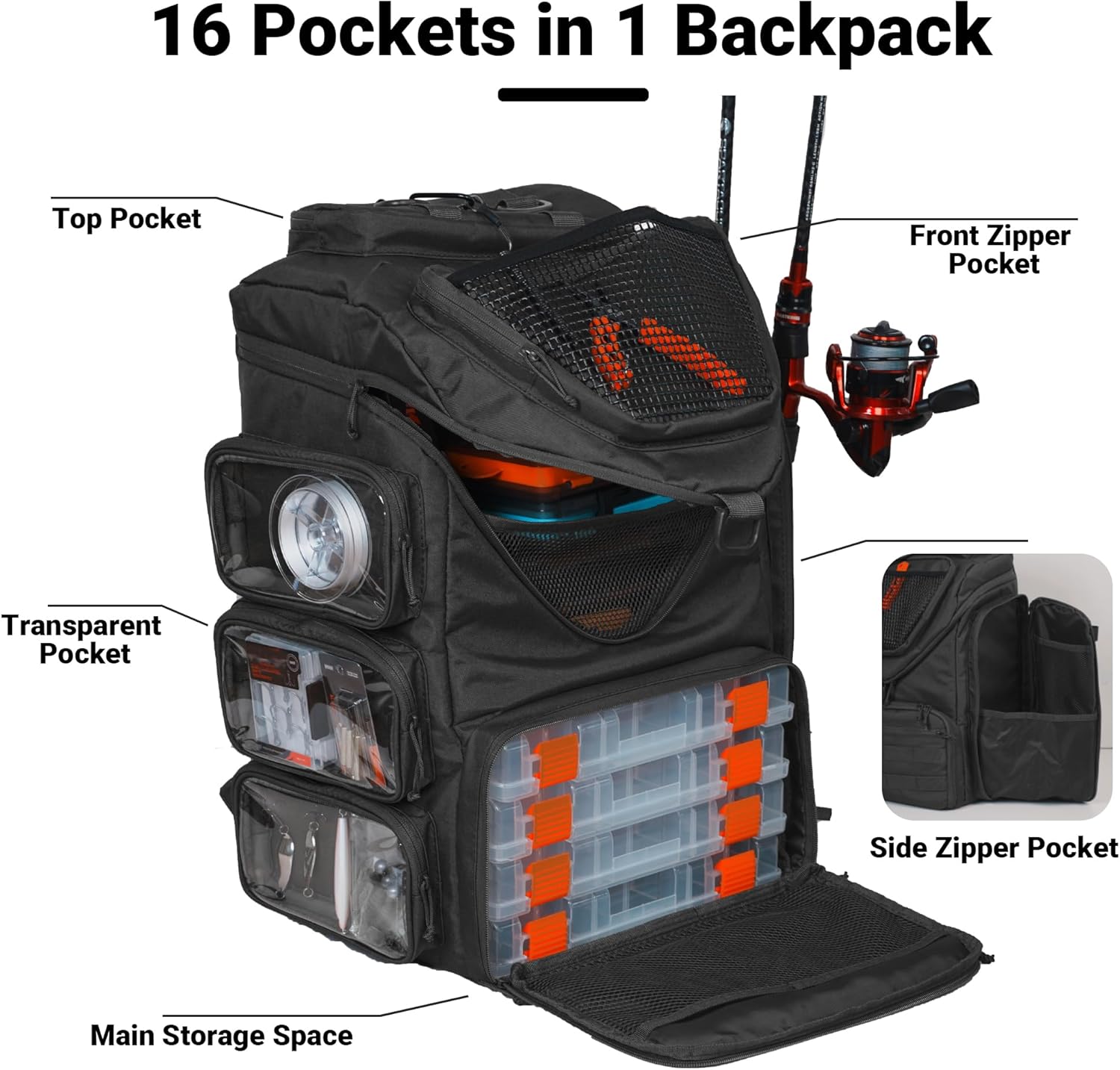 Fishing Kayak Crate - Mochila de Pesca 40L com Caixa