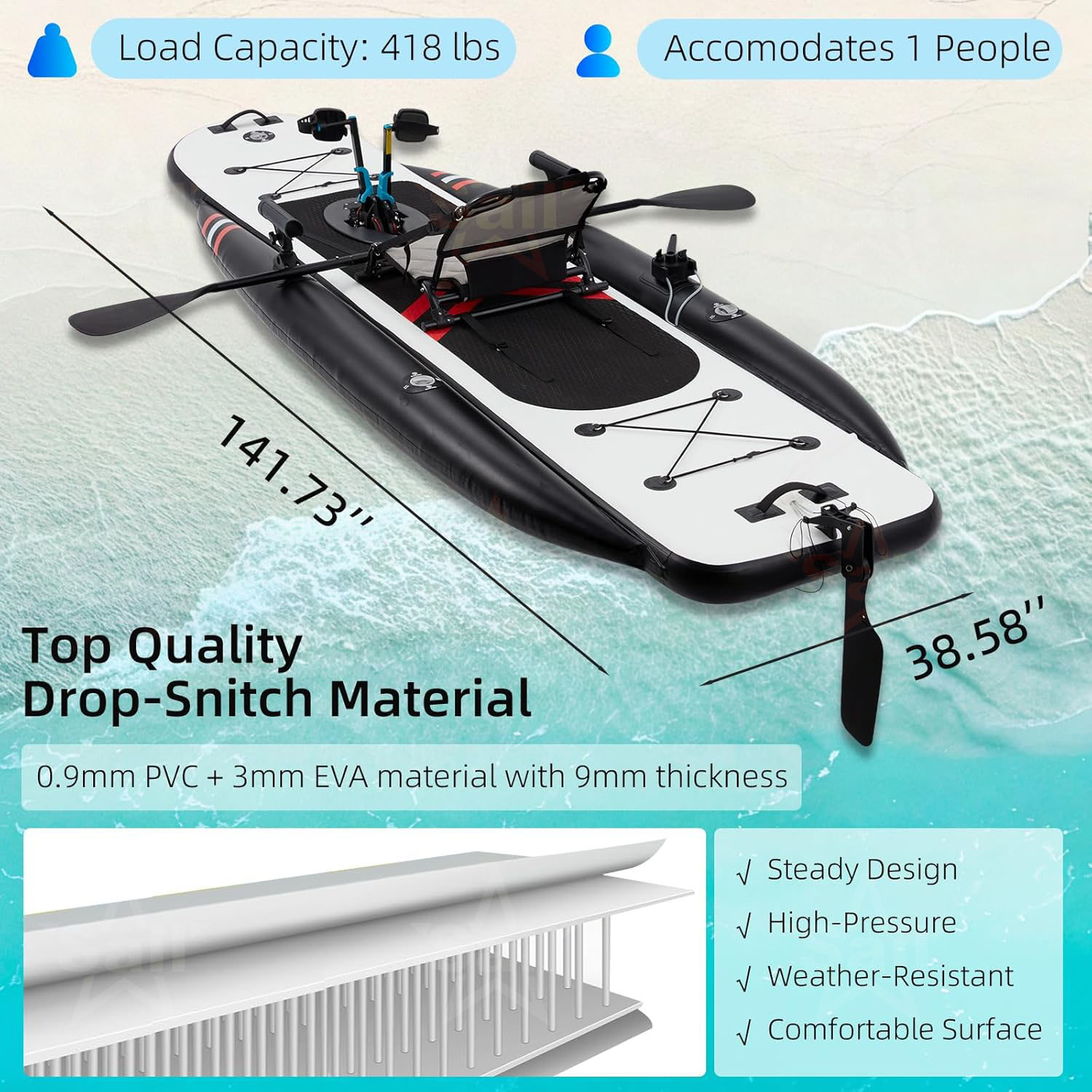 Caiaque Inflável de Alta Quali - Fishing Kayak Pedal Drive avaliação e preço
