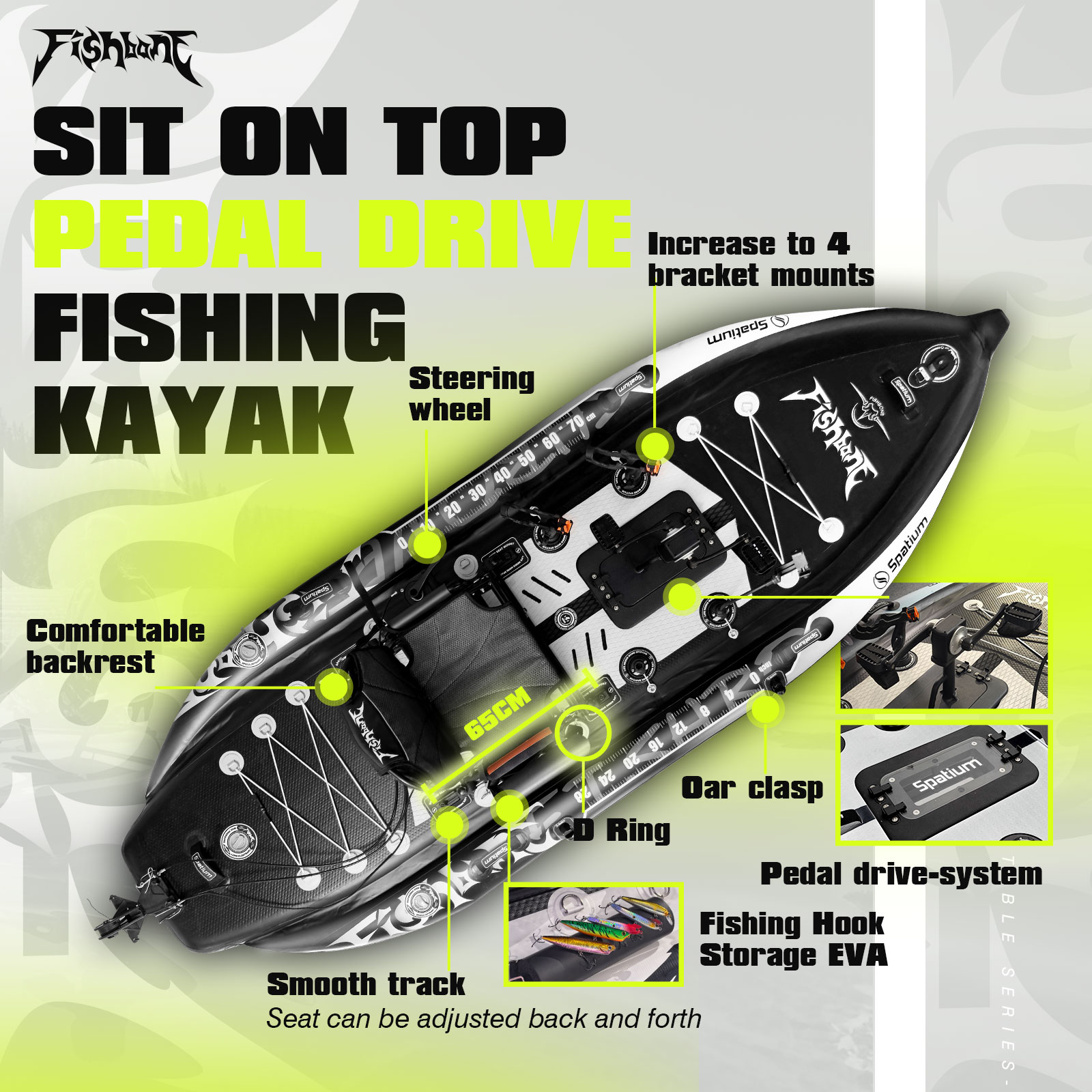 Caiaque de Pesca Spatium com P - Fishing Kayak Pedal Drive avaliação e preço